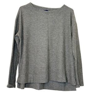 Splendid Thermal Waffle Knit Hi-Low Long Sleeve Tunic Top Charcoal Gray Sz Small